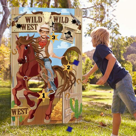 Cowboy Party Games, Western Party Games, Western Party Decorations, Carnival Games For Kids, Western Games, Cowboy Theme Party, Wild West Party, Carnival Decorations, Cowboy Games