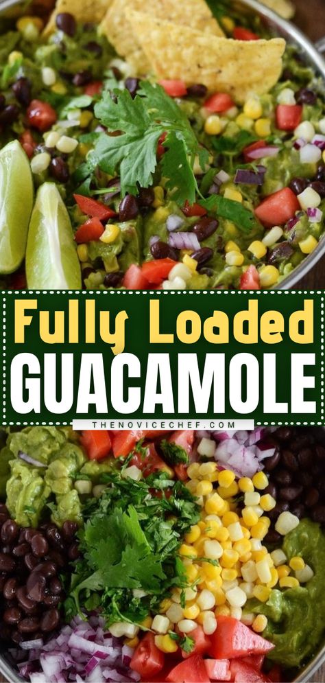 easy game day appetizers, Loaded Guacamole Recipe, Dairy Free Dip Recipes, Loaded Guacamole, Best Appetizers Ever, Dairy Free Dips, Tailgating Food, Novice Chef, Best Appetizer, Comfort Casseroles