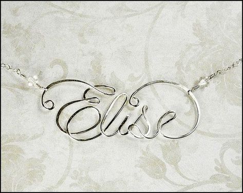 Wire Lettering, Wire Writing, Silver Calligraphy, Wire Letters, Wire Jig, Wire Name, Bijoux Fil Aluminium, Wire Work Jewelry, Wire Necklace