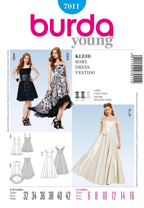 Purchase Burda 7011 Evening Dress and read its pattern reviews. Find other Dresses, sewing patterns. Prom Dress Pattern Sewing, Dress Pattern Sewing, Evening Gown Pattern, Prom Dress Pattern, Gown Sewing Pattern, Burda Sewing Patterns, Patterns Dress, Burda Patterns, Wedding Dress Patterns