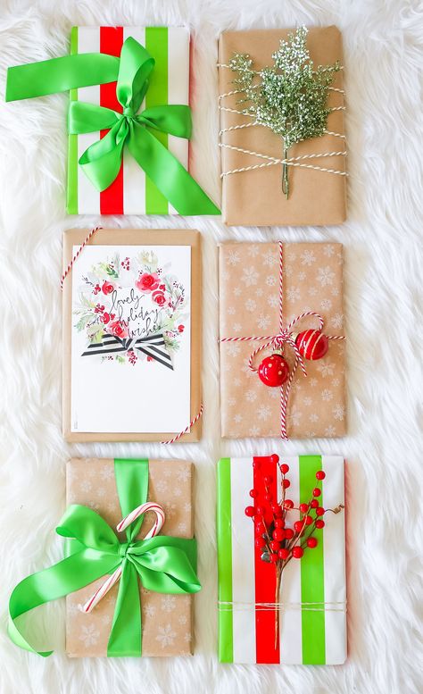 Looking for unique and easy gift wrapping ideas for Christmas? Click through for an easy holiday gift wrap tutorial, featuring 4 unique gift wrap themes (candy cane themed, natural, gold and glamorous, and DIY gift wrap), from southern lifestyle blogger Stephanie Ziajka from Diary of a Debutante! #giftwrap #giftwrapping #giftwrappingideas #mysouthernliving Holiday Gift Wrap Ideas, Unique Gift Wrapping Christmas, Wrapping Ideas For Christmas, Beautiful Christmas Wrapping, Unique Christmas Gifts Diy, Simple Holiday Gifts, Gift Wrap Ideas, Creative Holiday Gifts, Gifts Wrapping