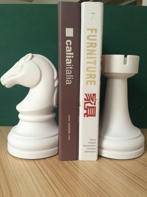 #chess #bookend on Wayfair Polymer Clay Candle, Homemade Clay, Decorative Bookends, Clay Candle, Flower Drawing Tutorials, Book Ends, Lego House, Bookshelf Decor, Miniature Crafts