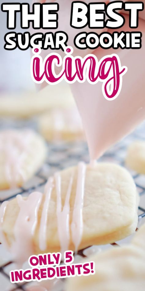 Cookie Glaze That Hardens, Easy Sugar Cookie Icing, Easy Cream Cheese Recipes, Super Easy Sugar Cookies, Cookie Icing That Hardens, Best Sugar Cookie Icing, Sugar Cookie Glaze, Confectioners Sugar Icing, Cookie Frosting Recipe