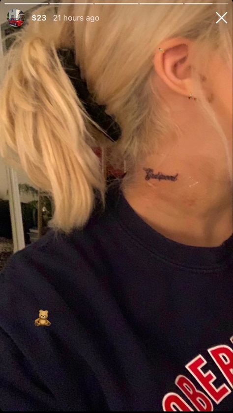 godspeed tattoo💌‼️ Godspeed Neck Tattoo, Godspeed Tattoo, Stomach Tattoos Women, Tattoed Women, Tattoos Women, Dope Tattoos For Women, Stomach Tattoos, Bad Decisions, White Tattoo