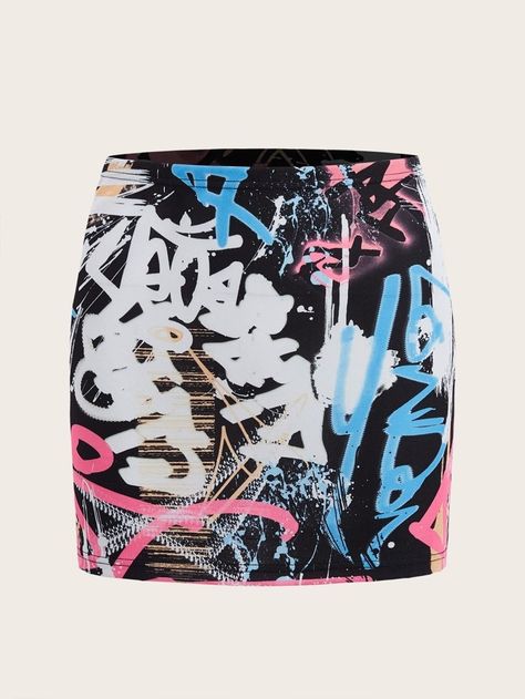 To find out about the SHEIN Coolane Graffiti Print Bodycon Skirt at SHEIN, part of our latest Women Skirts ready to shop online today! Free Shipping On £35+✓ Free Return - 45 Days✓ 1000+ New Dropped Daily✓ Get £3 Off First Order!✓ Graffiti Prints, Bodycon Skirt, Body Con Skirt, Fashion Online Shop, All Fashion, Women Clothing, High Fashion, Knitted Fabric, Graffiti