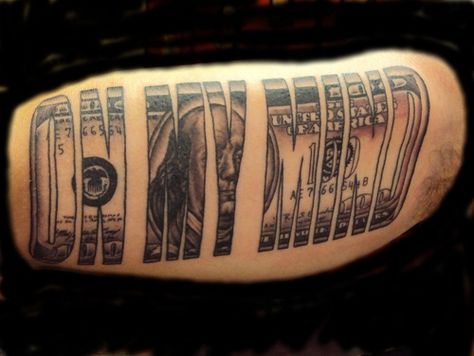 Money on my mind tattoo Money On My Mind Tattoo, Money Sign Tattoo Design, Money Eye Tattoo, Money Motivated Tattoo, Money Power Respect Tattoo, Money Maker Tattoo, Money Hungry Tattoo, Money Vault, Money Sign Tattoo