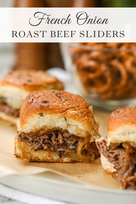 Easy Sliders Recipes, French Onion Roast, Roast Beef Sliders Recipes, Appetizer For A Crowd, Sliders Recipes Beef, Sliders Recipes Hawaiian Rolls, Easy Slider Recipes, Slider Recipe, Sliders Recipes