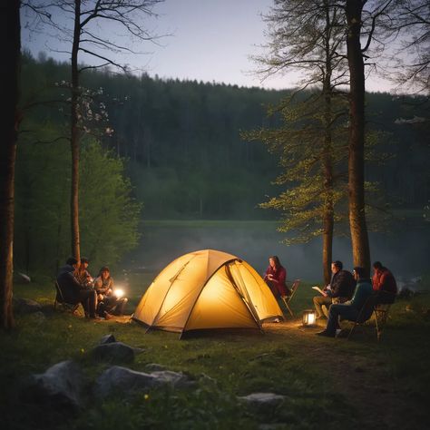 It may still be very cold, but camping season will soon be here. #campsite #camp #camper #sunset #tree #landscape Camping Pics, Tree Landscape, Camping Adventure, Very Cold, Blue Hour, Photo Logo, Hiking, Camping, Quick Saves