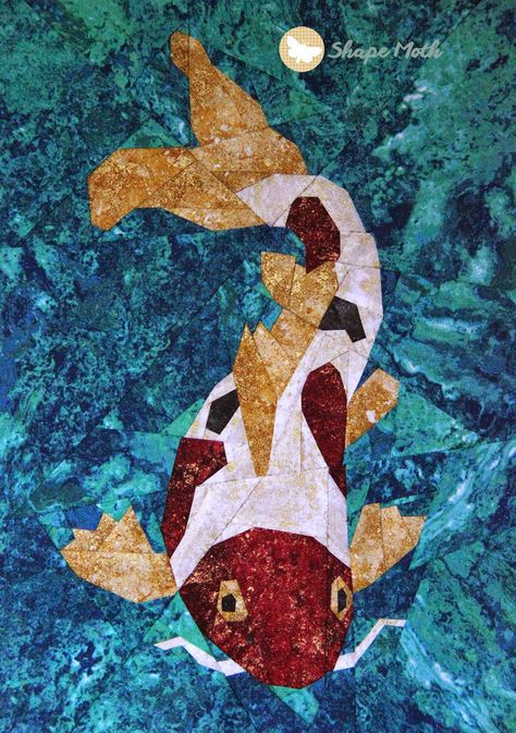 Shape Moth: paper pieced quilt pattern Koi Fish Quilt Pattern, Koi Quilt, Fish Quilts, Fish Quilt Pattern, Story Quilts, Canadian Quilts, Asian Fish, Quilt Journal, Japanese Quilt Patterns