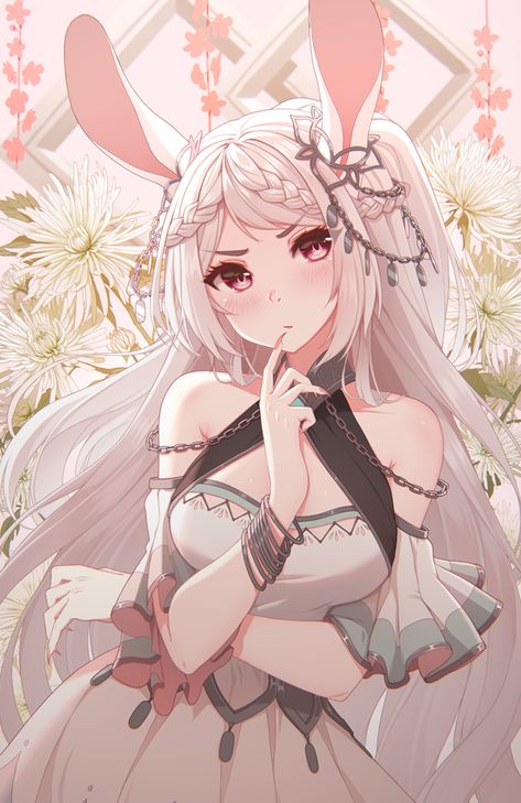 Girls Dress Up, Emo Goth, Bunny Girl, Fantasy Rpg, Girls Characters, Up Game, Cat Girl, White Hair, Cute Bunny