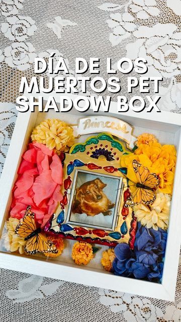 Candice Trevino on Instagram: "🏵️ DÍA DE LOS MUERTOS PET SHADOW BOX 🏵️ I picked up a shadow box and some flowers @michaelscraftstore and created a pet shadow box. This is a great alternative to remembering your pet without building an ofrenda. You can add things like their favorite toys, treats, or even their collar or dog tags. 🏵️ This is my late weenie dog Princess. She was my very first pet and I got her when I was 21. She was a total diva and she loved us fiercely. 🏵️ She passed away two Pet Ofrenda, Total Diva, Princess Dog, I Pick, Weenie Dogs, Dia De Muertos, Pick Up, Dog Tags, Shadow Box