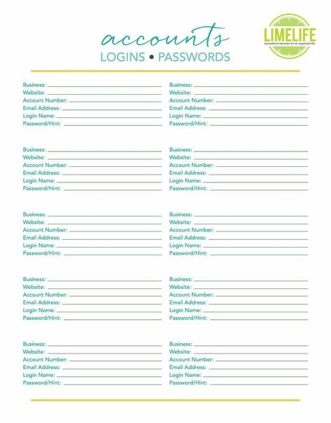 Family Emergency Binder, Password Printable, Office Management, Password Organizer, Free Printables Organization, Emergency Binder, Password Keeper, Binder Printables, Home Binder