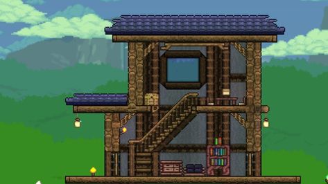 Terraria Stairs Design, Terraria Spiral Staircase, Terraria Staircase, Terraria Stairs, Terraria Houses, How To Make Stairs, Terraria House Design, Terraria House, Terraria Builds