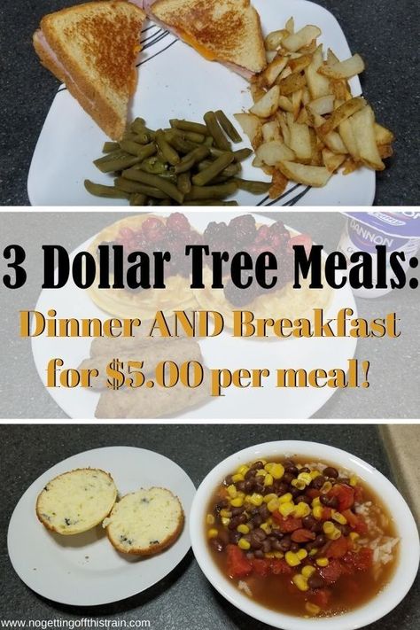 Dollar General Recipes, Meals Under 5 Dollars, Dollar Tree Meals Recipes, Dollar Tree Meals, Free Healthy Meal Plans, Survival Recipes, Cheap Meal Plans, Meals Breakfast, Grilled Ham And Cheese