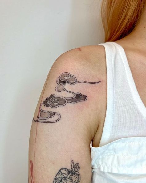 Asian Cloud Tattoo, Air Sign Tattoo, Cottagecore Tiktok, Asian Clouds, Blitz Tattoo, Brooklyn Tattoo, Nyc Tattoo, Cloud Tattoo, Air Signs