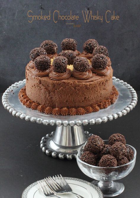 Chocolate Cake spiked with Whisky and Smoked Chocolate. It's a great flavor combination. Whisky Cake Recipe, Smoked Chocolate, Whisky Cake, College Tailgate, Chocolate Pairings, Chocolate Babka, Peanut Butter No Bake, Wine Pairings, Rich Chocolate Cake