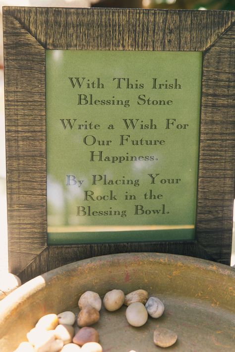 Irish Wedding Blessing Stones Irish Wishing Stone Wedding, Celtic Wedding Reception, Irish Wedding Colors, Irish Wedding Ideas Decorations, Celtic Wedding Ideas Decor, Irish Bridal Shower Ideas, Irish Wedding Decor, Irish Wedding Ideas, Irish Marriage Blessing