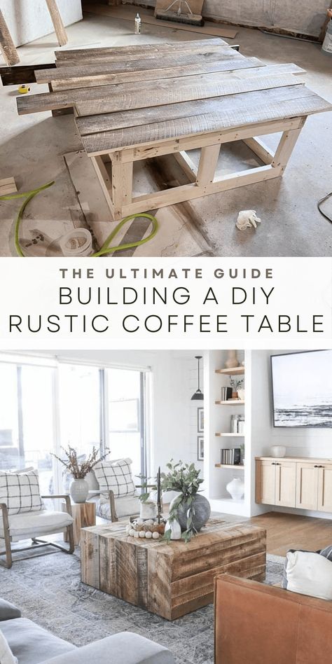 Spice up your living room with a stunning rustic coffee table that is DIY and budget-friendly. If you love farmhouse style, this is for you! Farmhouse Style Coffee Table, Diy Farmhouse Coffee Table, Rustic Wood Projects, Modern Farmhouse Ideas, Wood Coffee Table Rustic, Coffee Table Farmhouse, Rustic Coffee Tables, Diy Coffee Table, Furniture Plans