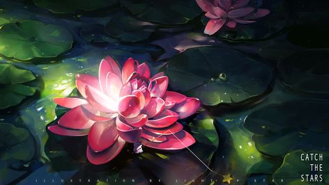 X to D（59/119）, xinxin liu on ArtStation at https://www.artstation.com/artwork/1gbOG Seni Pastel, Fantasy Flowers, Chinese Art Girl, Wow Art, Fantasy Art Landscapes, Dreamy Art, Environment Concept Art, Kawaii Art, Water Lilies