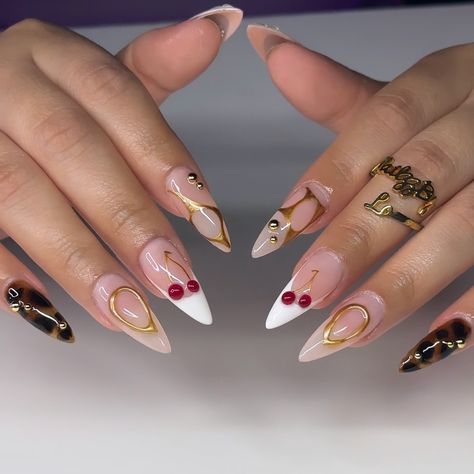 🤌🏼😍🍒⚜️ • • • #nailzzbylo #nails #nailsnailsnails #nailsofinstagram #nailart #naildesign #nailinspiration #nailinspo #nailideas #gelxnails #acrylicnails #summernails #nailtech #nailsoftheday #nailsofig #nailstagram #cherrynails #fallnails #tortoisenails #goldnails #covinanailtech #2024nails #sandimasnails #626nails Long Almond Nails, Long Almond, Cherry Nails, Gold Nails, Almond Nails, Nail Tech, Nails Inspiration, Nail Inspo, Summer Nails