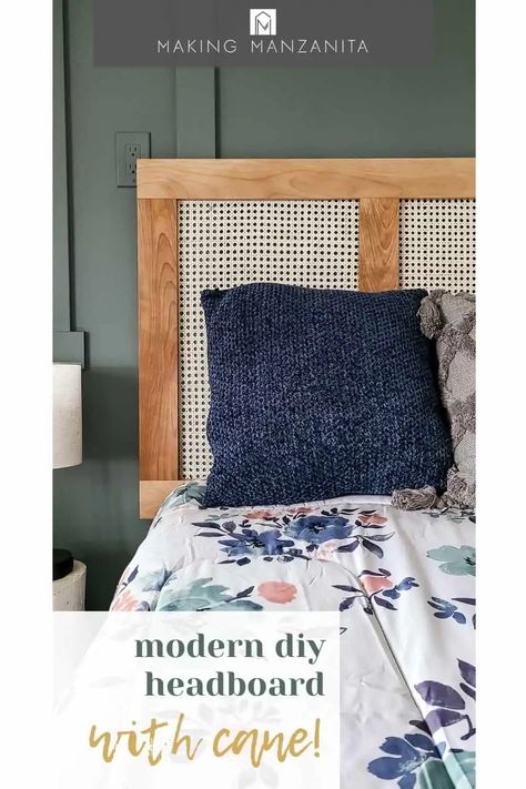 Do you love the boho look of cane and rattan on furniture? Build this easy DIY cane headboard to get the look! We're also giving away the FREE woodworking plans for this DIY rattan headboard. Diy Rattan Headboard, Modern Diy Headboard, Big Girl Bedroom Ideas, Diy Cane Headboard, Headboard Plan, Cane Headboard, Diy Rattan, Headboard Projects, Furniture Build