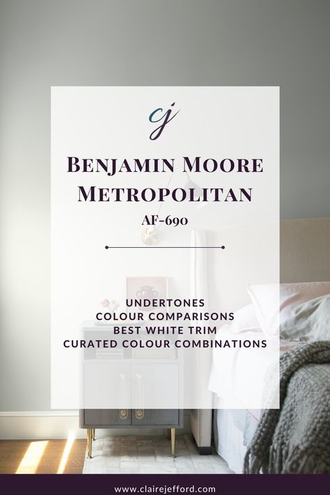 Cosmopolitan Benjamin Moore, Metropolitan Benjamin Moore, Best White For Trim, Benjamin Moore Metropolitan, Benjamin Moore Paint Colours, Color Palette Interior, Interior Paint Color Palette, Benjamin Moore Kitchen, Tara Shaw