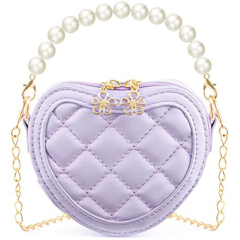 BLUEFATTY Little Girls Purse Heart Shaped Cute Toddler Purse Fashion Crossbody Purse and handbags Mini Kids Purse With Pearl Handle Gifts For Children(Purple) Toddler Purse, Kids Purse, Travel Crossbody, Gifts For Children, Crossbody Bags For Travel, Purse Fashion, Girls Purse, Christmas 2023, Change Purse