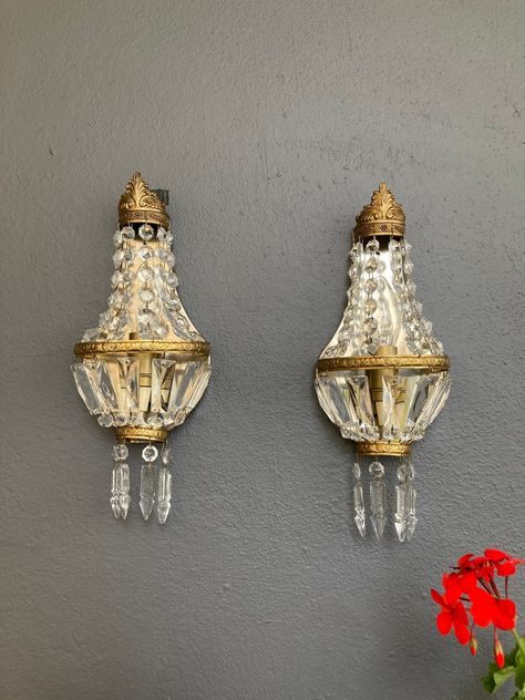 Bed Room Lights, Brokedown Palace, Stair Nook, French Boho, Parisienne Style, French Love, Bracket Lights, Dream Nursery, Crystal Wall Lighting