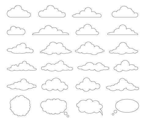 Cloud Line Art, Illustration Flat, Cloud Vector, Vector Line, Design Icon, Line Illustration, Flat Illustration, Line Design, Premium Vector