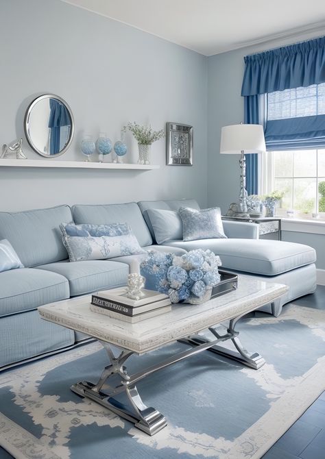 Light Blue Sofa Living Room, Blue White Living Room, Couch Coffee Table, Light Blue Living Room, Light Blue Sofa, Costal Bedroom, Blue Sofas Living Room, Blue Walls Living Room, Blue Couch Living Room