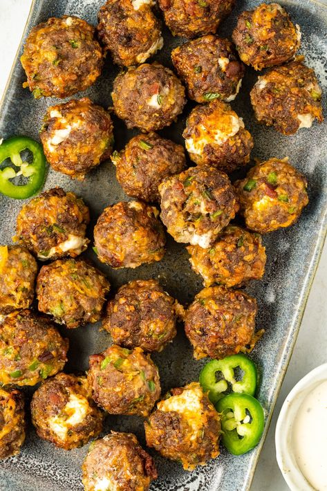 Jalapeno Popper Meatballs Air Fryer Jalapeno Popper Balls, Jalapeno Bottle Caps Air Fryer, Jalepeno Recipes Air Fryer, Stuffed Jalapeno Peppers Air Fryer, Jalepeno Popper Air Fryer, Instant Vortex Air Fryer, Air Fryer Jalapeno, Cheese Meatballs, Pepperjack Cheese