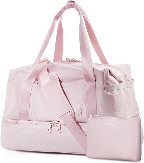 Amazon.com | Weekender Bags for Women, BAGSMART Travel Duffel Bags with Shoe Compartment,Personal Item Travel Bag for Airlines, Carry on Overnight Tote Bag with Toiletry Bag (Pink) | Sports Duffels Pink Travel Bag, Sleepover Essentials, Pink Duffle Bag, Weekender Bags, Travel Necessities, Diy Fashion Clothing, Bags Aesthetic, Travel Duffel, Pink Sports