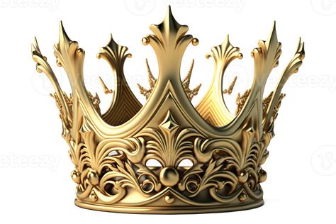 The image depicts a stunning golden crown, detailed with intricate patterns and realistic textures.Generative AI Golden Crown Png, Angel Wings Photography, Heart Pattern Background, Crown Frames, Crown Illustration, Crown Images, Crown Png, Modern Hat, Crown Art