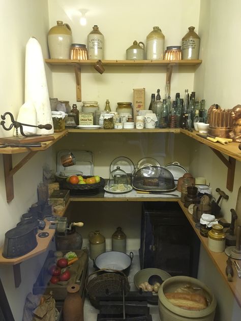 Victorian pantry larder at Holst’s House in Cheltenham. #victorianpantry #vintagepantry # victotianlarder Victorian Pantry Ideas, Victorian Pantry, Pantry Interior, Vintage Pantry, Kitchen Larder, Victorian Townhouse, Victorian Kitchen, Victorian Interior, Victorian Style Homes