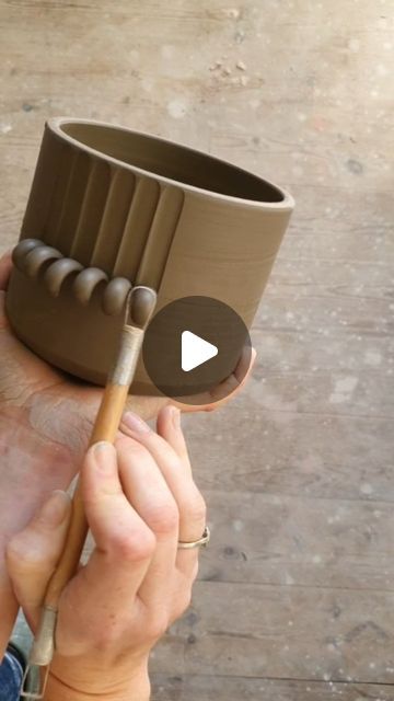 Pottery Planters Clay, Handmade Clay Pots Ideas, Handbuilt Ceramic Vase, Pottery Making Ideas For Beginners, Pottery Designs Carving Easy, Pottery Cylinder Ideas, Pottery Carving Ideas Simple, Modern Pottery Ideas, Beginner Pottery Wheel Projects Ideas