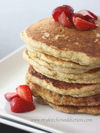 Multigrain Pancake Mix (WFMW) | my kitchen addiction Multigrain Pancakes Recipes, Multigrain Pancake Mix Recipe, Multigrain Pancakes, Drink Breakfast, Pancake Mix Recipe, Greek Yogurt Pancakes, Crepes And Waffles, Smoked Meat Recipes, Rye Flour