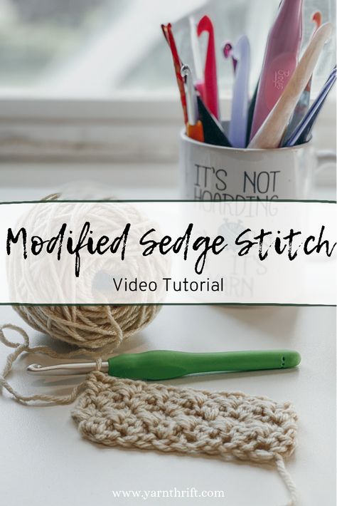 Learn to crochet the modified sedge stitch. This is a fun take on the sedge stitch and can be used in almost any project. It's super simple as well and uses only single and double crochets so it's very beginner-friendly. Sedge Stitch Crochet, Sedge Stitch, Learn How To Crochet, Stitch Crochet, Crochet Videos Tutorials, Crochet Stitch, Crochet Videos, How To Crochet, Crochet Techniques