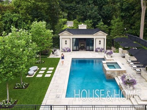 Luxury Pools Backyard, Pool House Designs, Pool Cabana, Backyard Pool Landscaping, Casa Exterior, Landscape Designs, Dream Pools, Backyard Pool Designs, Luxury Pool