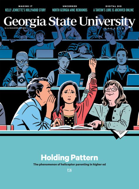 Holding Pattern — R Kikuo Johnson Kikuo Johnson, College Illustration, University Illustration, Adrian Tomine, University Magazine, Parenting Illustration, Helicopter Parent, New Yorker Covers, Desain Editorial