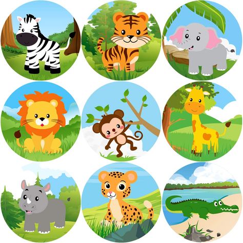 PRICES MAY VARY. Package Includes: 200 cute zoo animal stickers per roll. Each sticker is 1.5 inches in diameter. Shrink-wrapped. 9 unique design: Each pattern is carefully designed, contains monkey, leopard, lion, giraffe, rhinoceros, tiger, crocodile, zebra and elephant. Great Gifts for Kids: Every kid likes animals. Use them as party favors and your kids will love. Perfect for safari jungle themed party, birthday activities, school reward, giveaways and other events. They will be your childre Zoo Animal Clipart, Alphabet Zoo Animals, Zoo Animal Books For Preschool, Zoo Clipart, Jungle Themed Party, Zoo Stickers, Animals Name, Animal Jungle, Birthday Activities