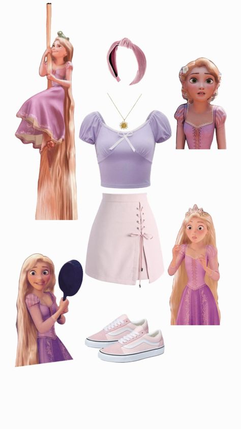 Tangled Disneyland Outfit, Cute Disney Clothes For Women, Rapunzel Inspired Disney Outfit, Simple Disney Character Outfits, Rupunzle Inspired Outfit, Disney Princess Outfit Ideas Casual, Rapunzel Costume Ideas For Women, Simple Disneybound Outfits, Rapunzel Halloween Outfit