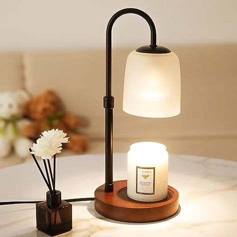 BIGKJYBC Candle Warmer Lamp, Candle Lamp with Timer & Dimmer Candle Lamp Warmer Height Adjustable, Candle Warmer with 2 * 50W Bulbs for Home Decor (White) Candle Warmer Lamp Aesthetic, Candle Warmer Lamp Decor, Heat Candle, Cozy Lamp, Wireless Lamp, Lamp Candle, Stem Design, Candle Warmer Lamp, Candle Lamps