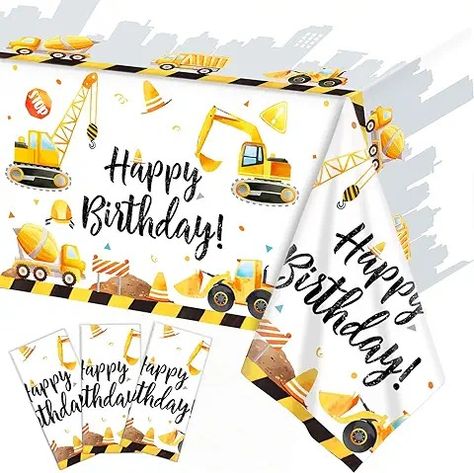 Amazon.com: Kids Party Supplies Boy Construction: Toys & Games Construction Party Decorations, Christmas Table Covers, Party Decorations Table, Construction Birthday Party, Plastic Table Cover, Table Cloth Decorations, Harvest Party, Construction Birthday Parties, Party Table Cloth