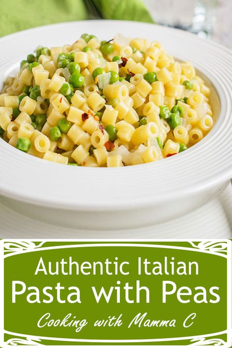 Spaghetti And Peas Recipe, Pasta And Peas Italian, Peas And Macaroni, Pasta And Peas Recipe, Ditalini Pasta Recipes, Pasta And Peas, Peas Pasta, Pea Pasta, Pasta With Peas