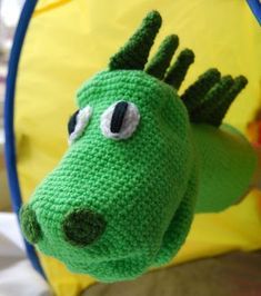 Crochet a Cute Dinosaur Puppet: 10 Steps Crocheted Puppets, Crochet Puppets, Dinosaur Puppet, Dinosaur Patterns, Dinosaur Crochet, Finger Puppet Patterns, Crochet Dinosaur Patterns, Puppet Patterns, Crocheting Projects