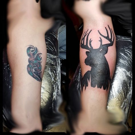 #coverup #coveruptattoo     #deer #deertattoo Tattoo Deer, Coverup Tattoo, Deer Tattoo, Up Tattoo, Tattoo Cover-up, Cover Up Tattoo, Tattoo Inspo, Print Tattoos, Paw Print Tattoo