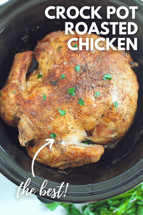 Crock Pot Roasted Chicken is one of the best ways to prep for dinners for the week and to a wonderful meal ready for when you finish a busy day. Baked Hen Recipe, Crock Pot Roasted Chicken, Ina Roast Chicken, Roast Chicken Slow Cooker, Pot Roasted Chicken, Roast Chicken Crock Pot, Crockpot Whole Chicken Recipes, Roaster Recipes, Whole Baked Chicken