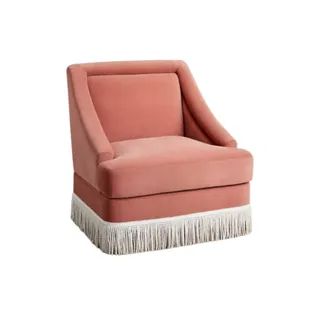 NEW Velvet Fringe Accent Chair | Showit Blog Pink Accent Chair, Wingback Accent Chair, Velvet Fringe, Custom Chair, Velvet Accents, Velvet Accent Chair, Upholstered Accent Chairs, Swivel Accent Chair, Upholstered Arm Chair