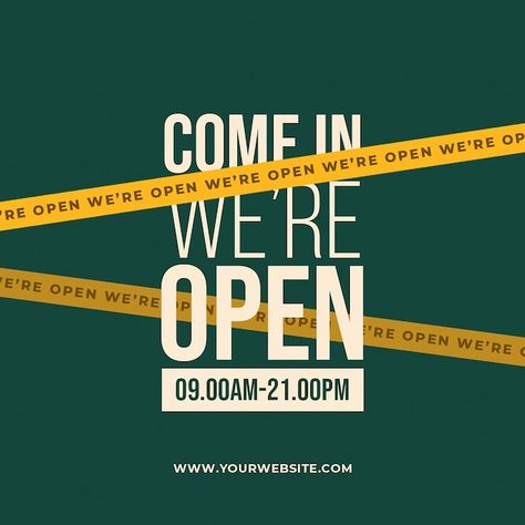 New Store Opening Instagram Post, We're Open Instagram Post, Were Open, Background Instagram, Dark Green Background, We're Open, Instagram Food, Ig Post, Instagram Design