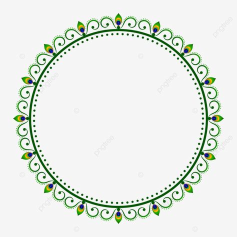 Peacock Circle Design, Peacock Krishna, Krishna Janmashtami Png, Page Borders Design Handmade, Janmashtami Special, Frame Circle, Feather Graphic, Round Border, Janmashtami Decoration